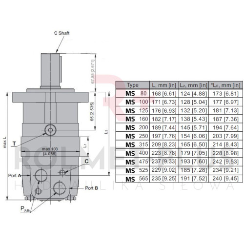 SILNIK HYDRAULICZNY ORBITALNY MS 525CCM WAŁEK 32MM | M+S